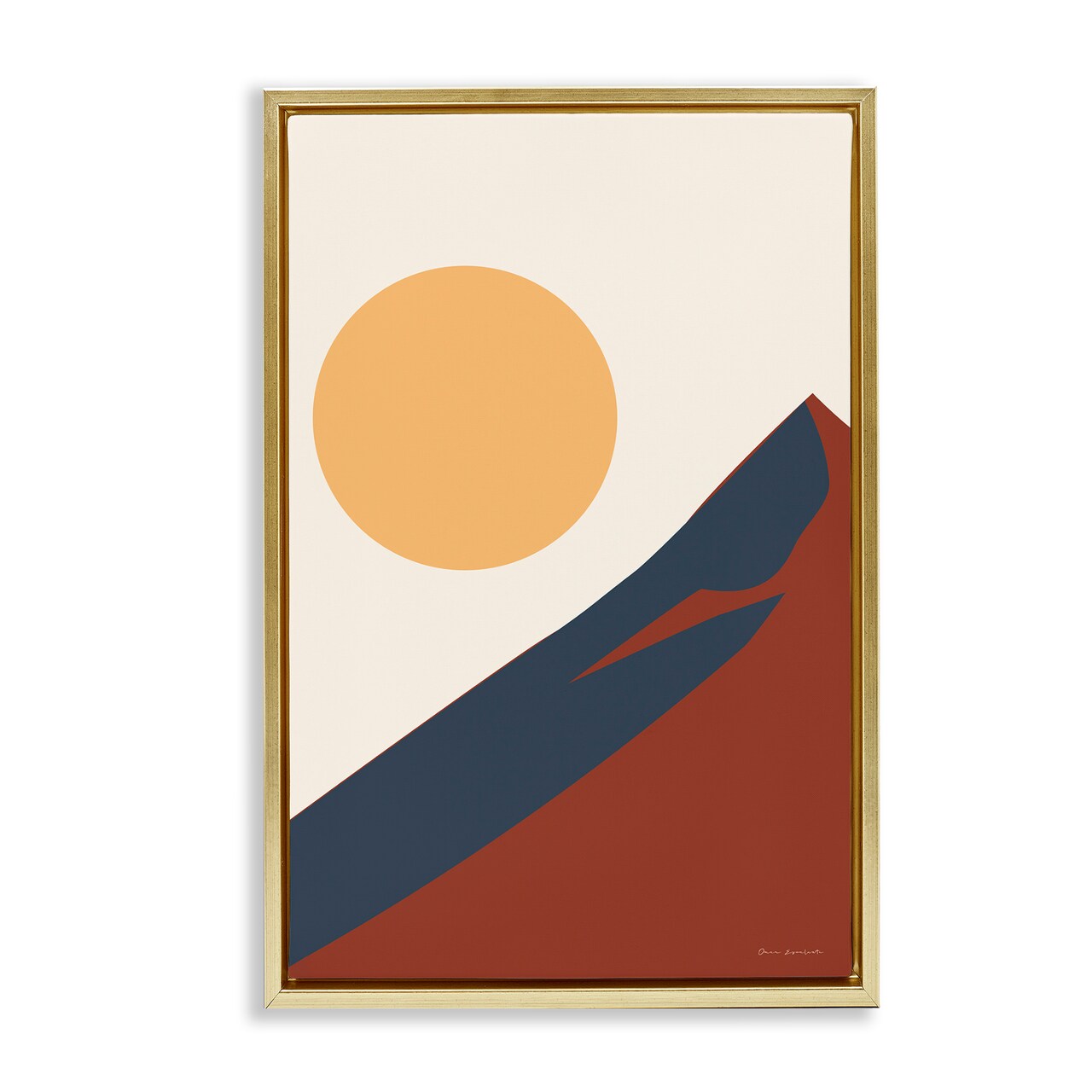 Stupell Industries Boho Mountain Peak & Sun Framed Floater Canvas Wall Art Design by Omar Escalante